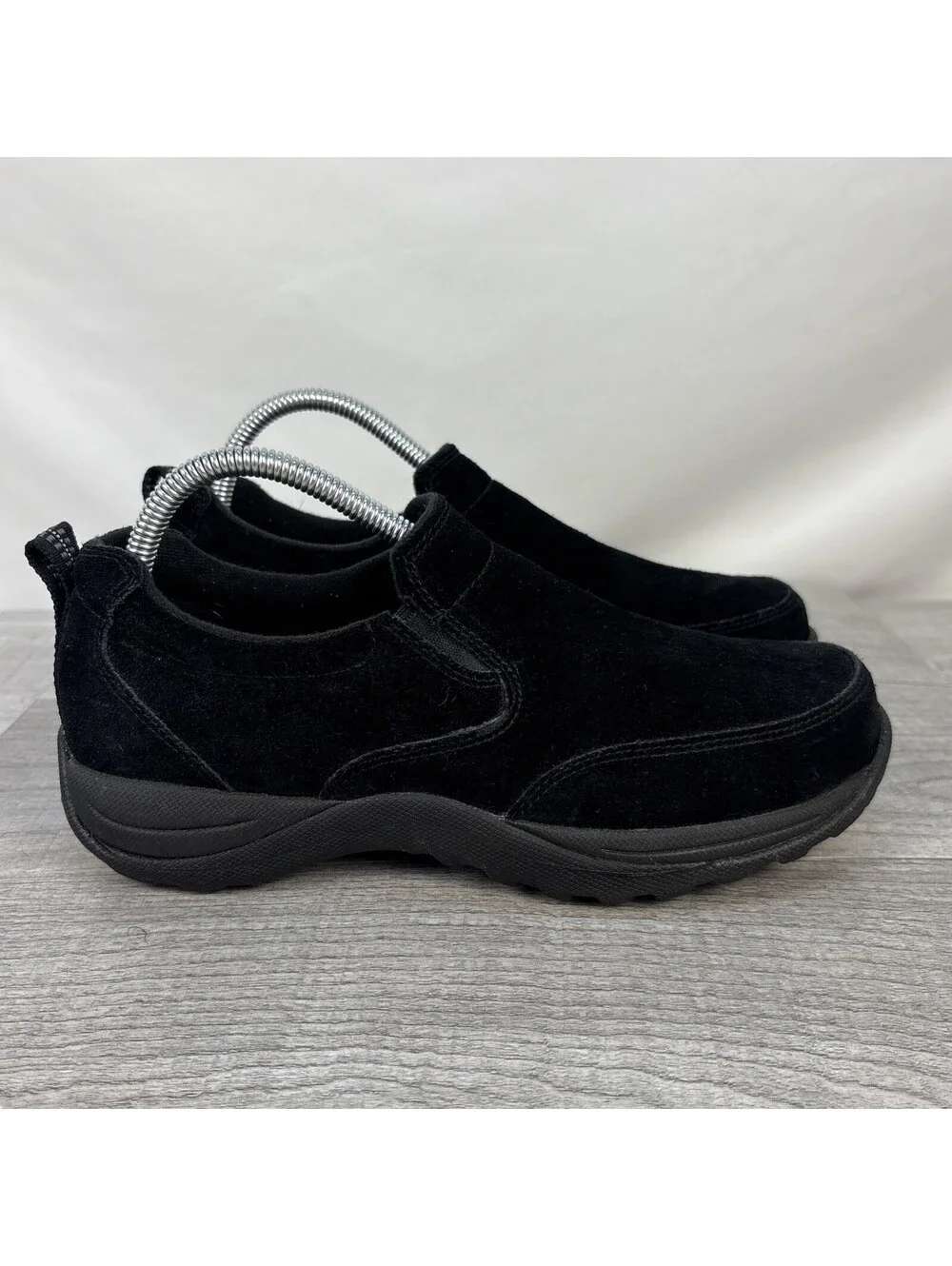LL Bean Women's Suede Slip-On Moc Shoes Black Size 8